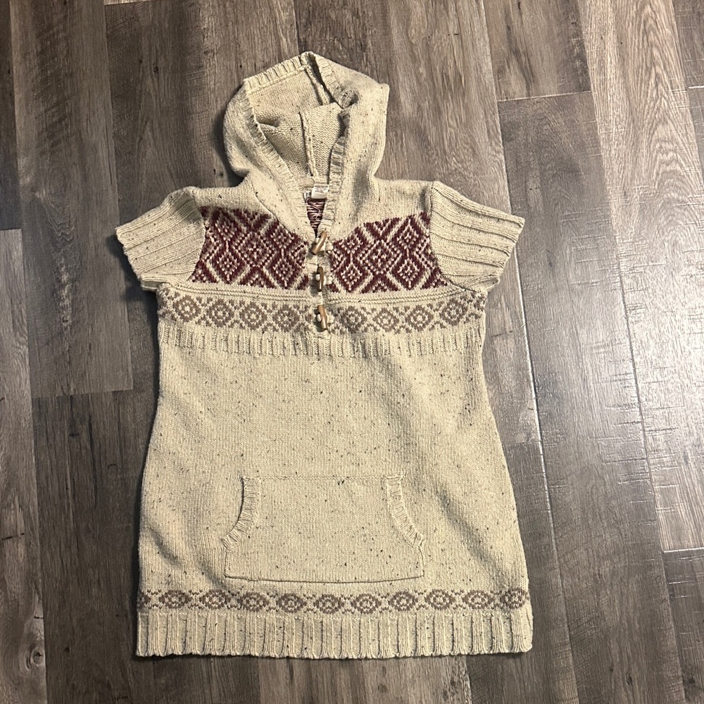 Ruff Hewn Cream and Brown Hooded Tunic